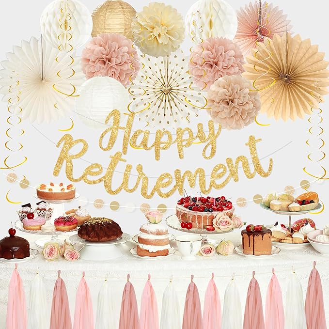 Roetyce Retirement Party Decorations Women Men, Blush Pink Happy Retirement | - Image 3