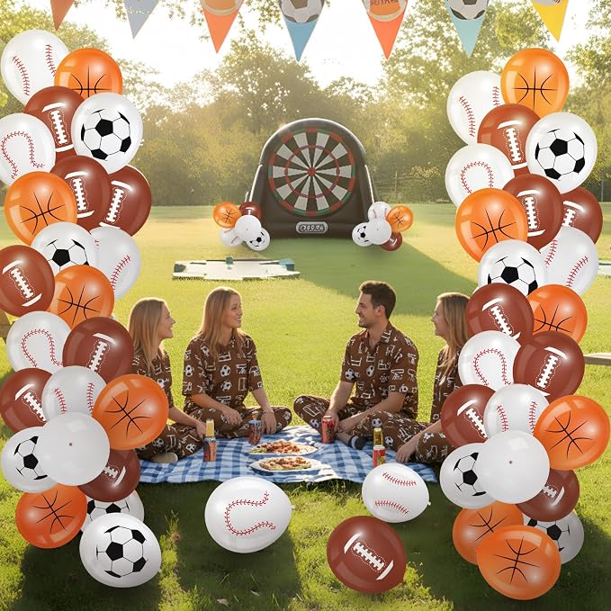 Censen 45 Pieces Sports Balloons 12 Inch Sports Latex Balloons Include Football - Image 6