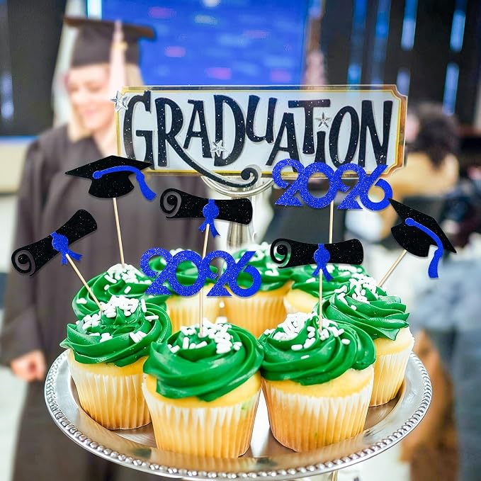 Pre-Assembled Graduation Cupcake Toppers 48 PCS, Class of 2026 Mini Cake - Image 7