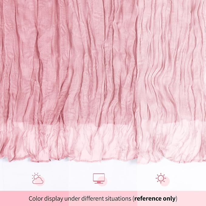 6 Pack Light Pink Cheesecloth Table Runner 17x108 Inch Semi Sheer Boho Gauze - Image 8
