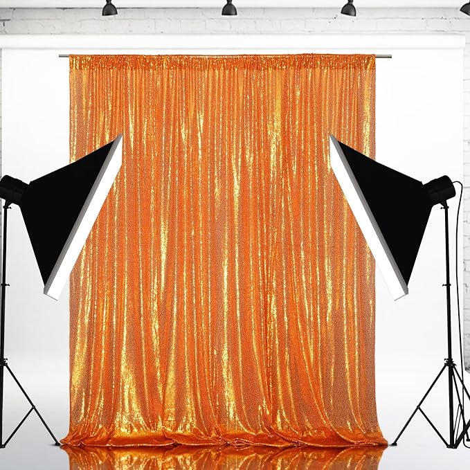 Eternal Beauty Orange 3mm Sequin Backdrop 20x10 Ft - Image 4