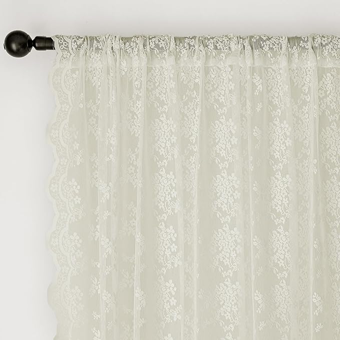Anmao Vintage Lace Curtains 84 Inches Long 2 Panels Set, Romantic Elegant Light - Image 6