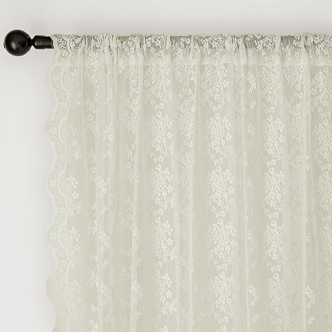 Anmao Vintage Lace Curtains 90 Inches Long 2 Panels Set, Romantic Elegant Light - Image 6