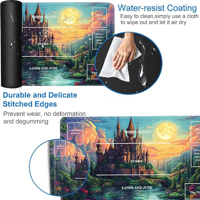 for TCG Playmat with Zones, Non-Slip Rubber Bottom Trading Card Game Mat with - Image 3