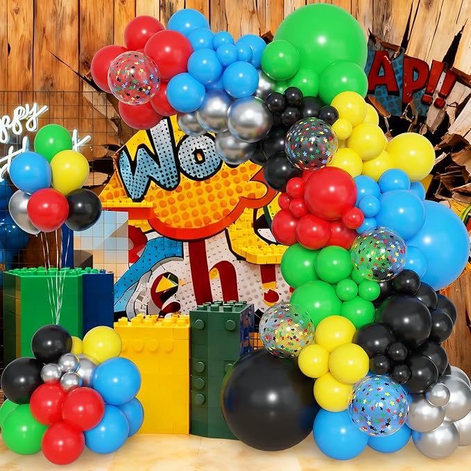 Amandir 153pcs Red Blue Yellow Black Green Balloon Arch Kit Different size | 18 - Image 6