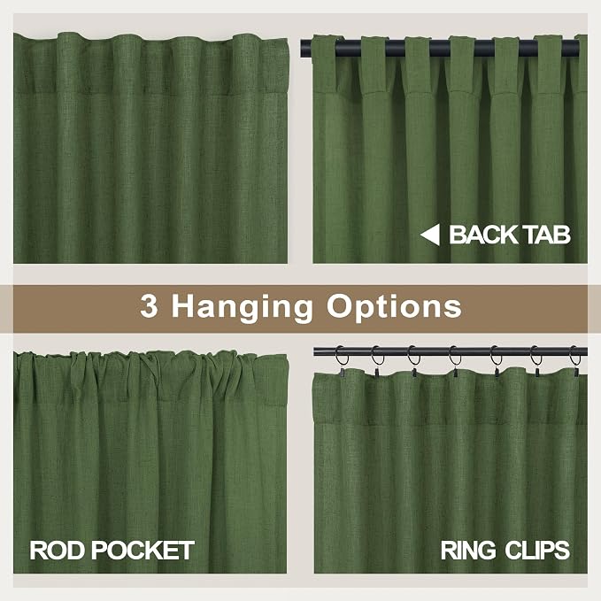 Pitalk Olive Green Curtains 96 Inches 8 FT Long - Image 5