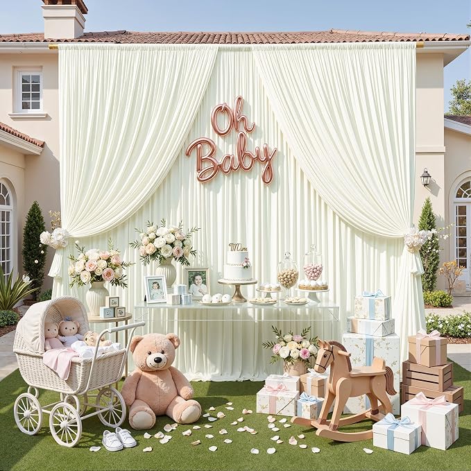 10ft x 8ft Ivory Backdrop Curtain - Image 5