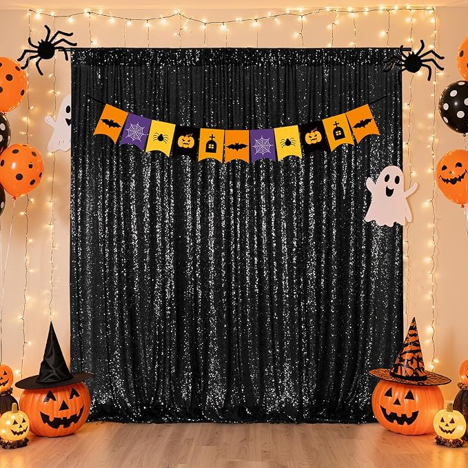 Poise3EHome Black Sequin Backdrop, 7FT x 7FT Black Sequin Photography Backdrop - Image 8