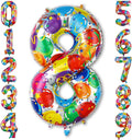 Rainbow Number 8 Balloon 40 Inch, Large Neon Mylar Foil Number by Unknown