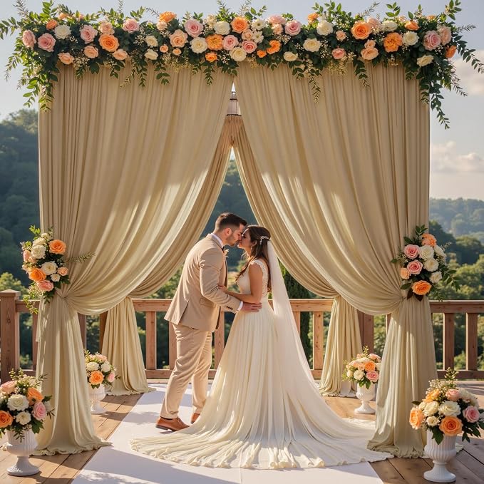40ft×12ft Wrinkle Free Champagne Backdrop Curtain - Image 2