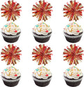 30 PCS Foil Firework Cupcake Toppers Sparkle Tinsel Cupcake Picks Happy by ZHUOWEISM