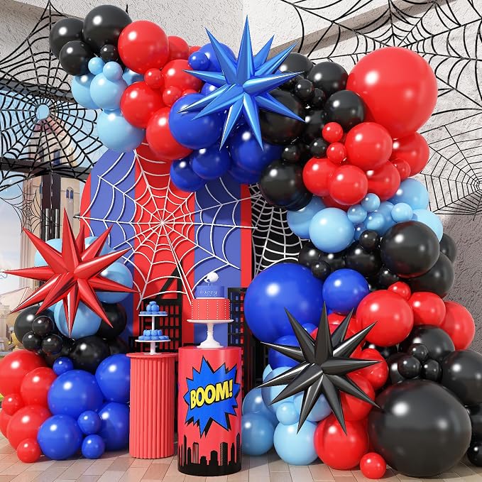 Black Red and Blue Balloon Arch Garland Kit, Birthday Party Decor | 106 Pcs Red by Haolongfa