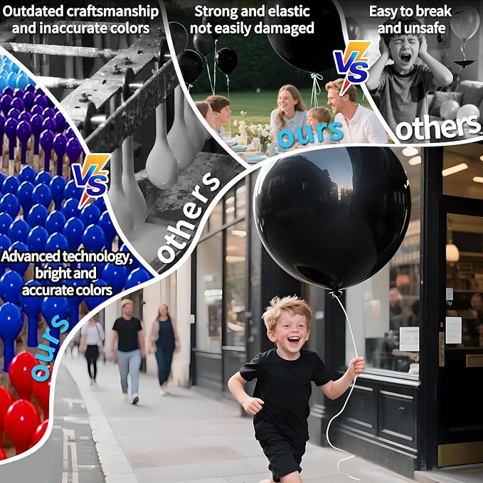 Black Big Balloons 32pcs, 18 Inch Large Latex Giant Heavy Duty Balloons - Image 4