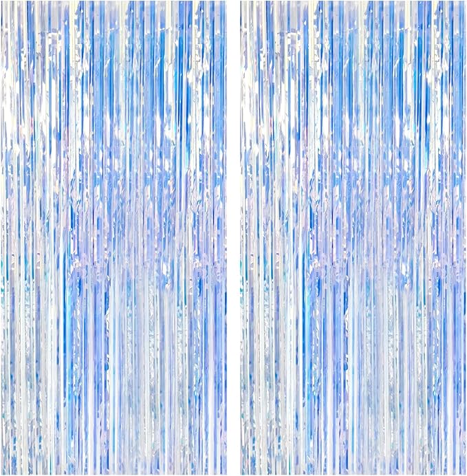 2 Pack Iridescent Backdrop Party Decorations Tinsel Curtain Party Backdrop Foil by BOMSI