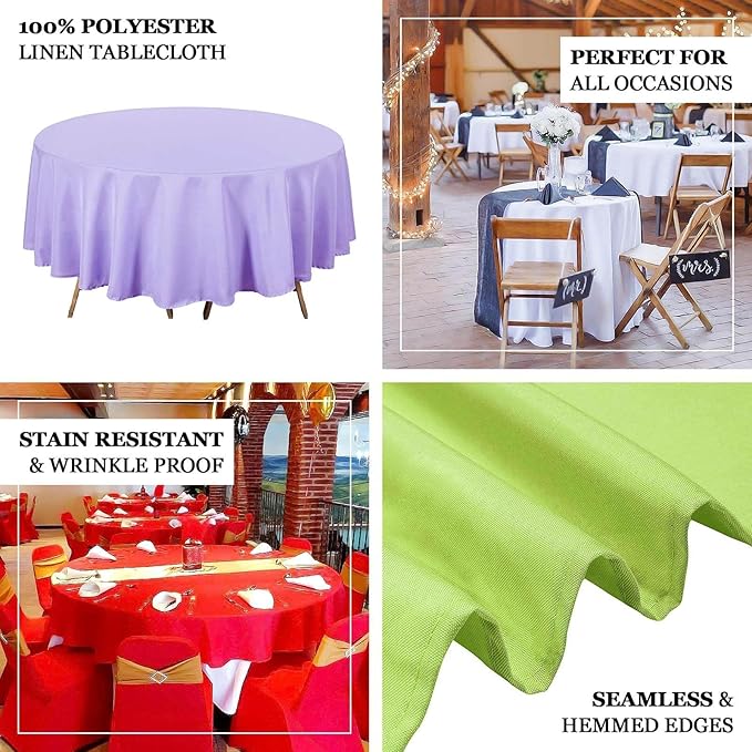 Efavormart Round Tablecloth, 90 Inch Stain & Wrinkle Resistant Washable Table Cloth, Decorative Polyester Fabric Table Cover for Banquet, Wedding, Dining- White