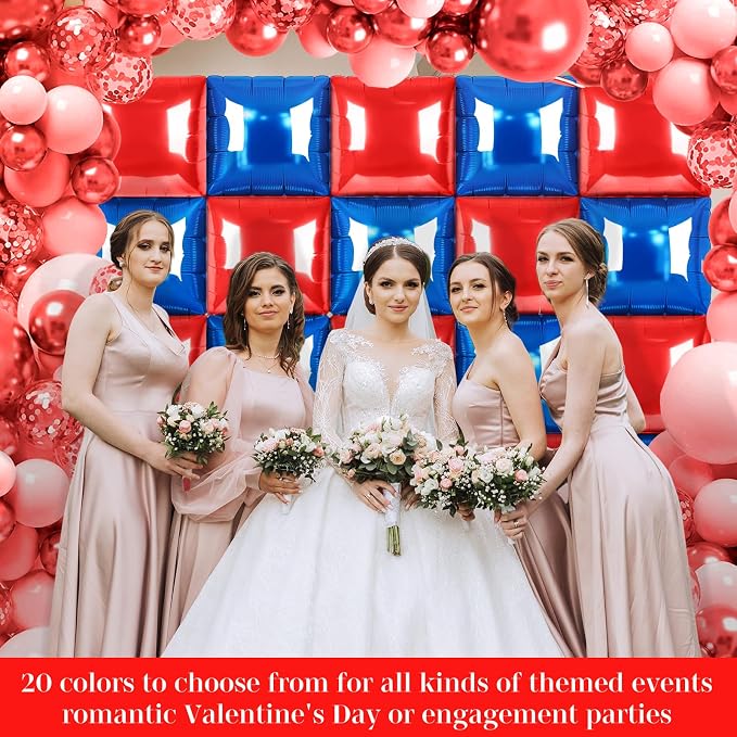 Red and Blue Square Foil Balloons 25 Pcs Metallic Red and Blue Balloons Wall - Image 4