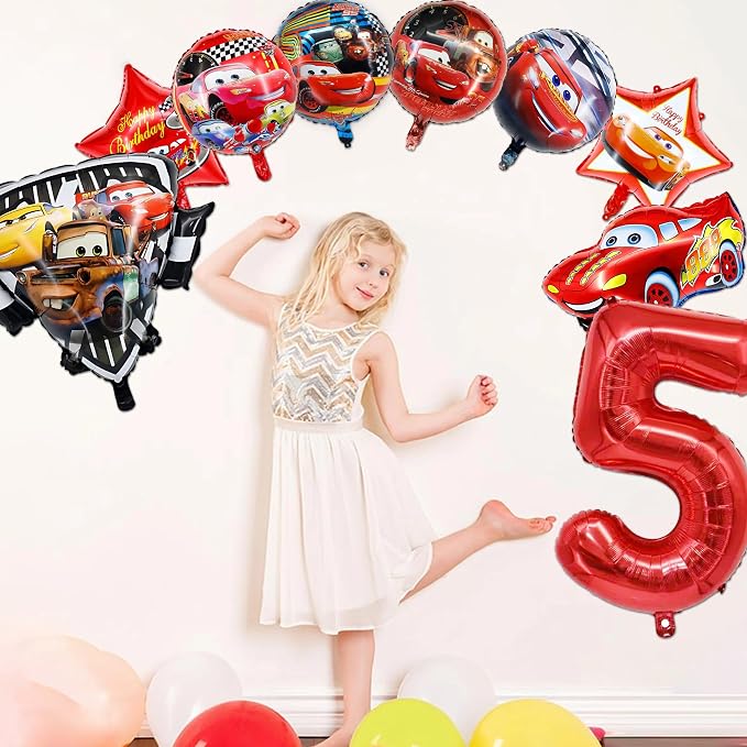 9 Pcs Car Theme Happy Birthday Decorations, Cute Cartoons Party Decorations - Image 5