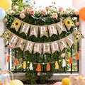 Burlap Sunflower Birthday Banners, Pre-strung Sunflower and Bee Themed Party by OBBOLO