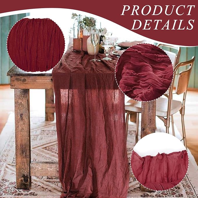 6 Pack Cheesecloth Table Runner 10Ft Christmas Gauze Boho Table Runners - Image 3
