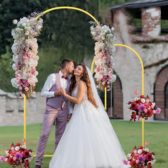 Metal Arch Backdrop Stand Wedding Arch frame Set of 2 Gold Balloon Backdrop - Image 7