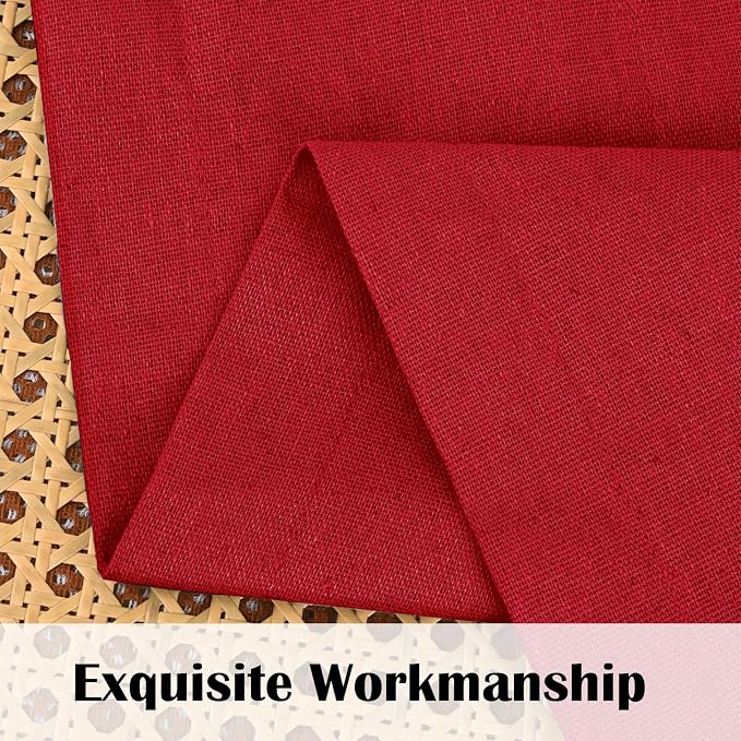 Farmhouse Kitchen Curtains 24 Inch Length, Rustic Cotton Linen Tier Curtain - Image 4