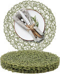 AHHFSMEI Paper Braided Round Placemats Set of 8 Natural Non-Slip Heat Resistant by AHHFSMEI