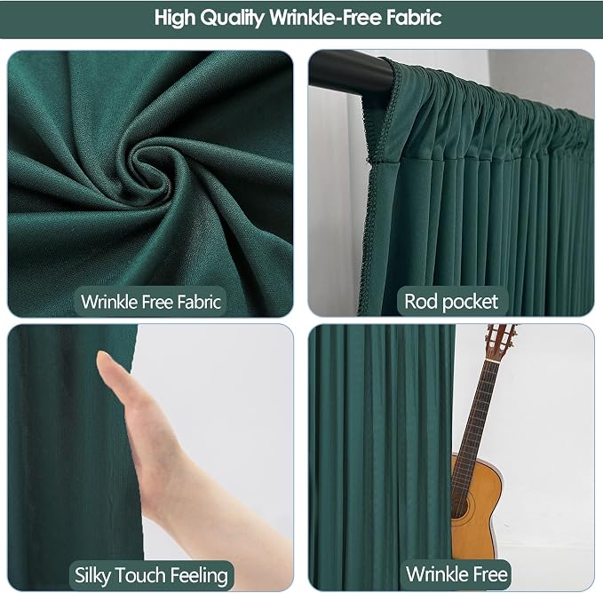 30x10ft Wrinkle Free Hunter Green Backdrop Curtain - Image 3