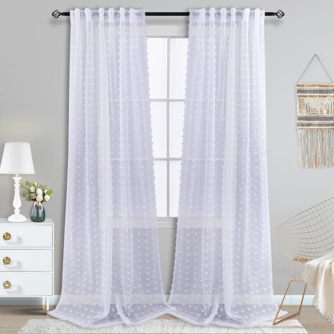 KOUFALL White Sheer Curtains 102 Inches Long - Image 2