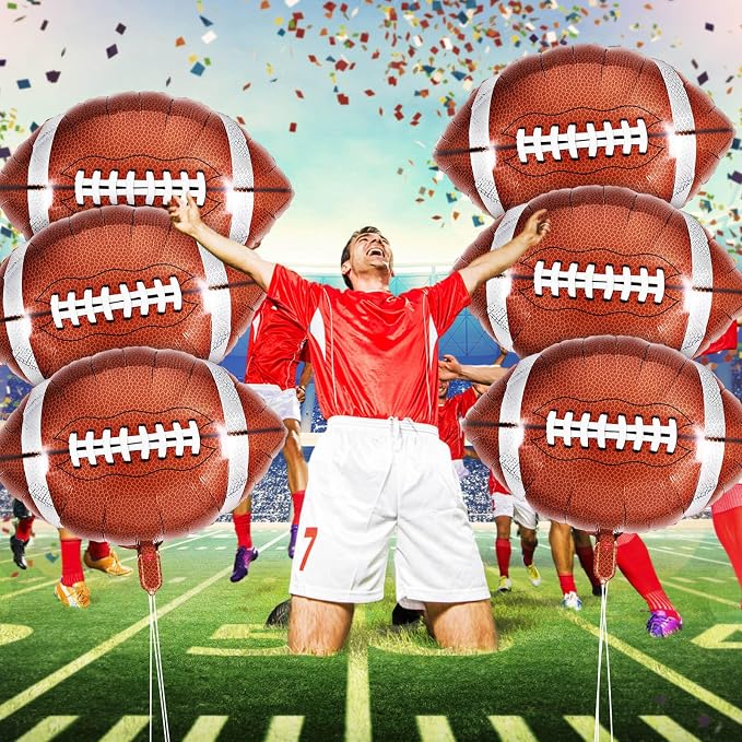 24 Pcs Football Balloons, 18 Inch Football Party Foil Balloons, Sports Mylar - Image 3
