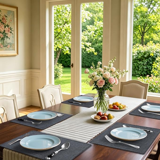 Homaxy Cloths Placemats for Dining Table Set of 4, Charcoal Gray | Heat - Image 2
