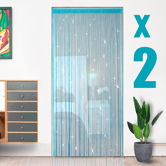 2 Pack 39 x 79 Inch Beaded Curtain String Door Curtains, Hippie Room Decor by Hysenm