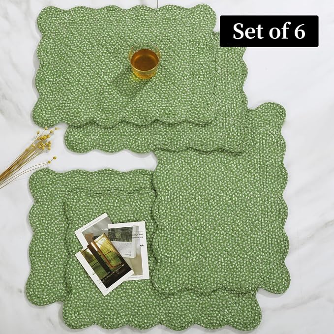 HOMBYS Quilted Placemats Set of 6 Washable-13x18 inches Rectangular Placemats - Image 8