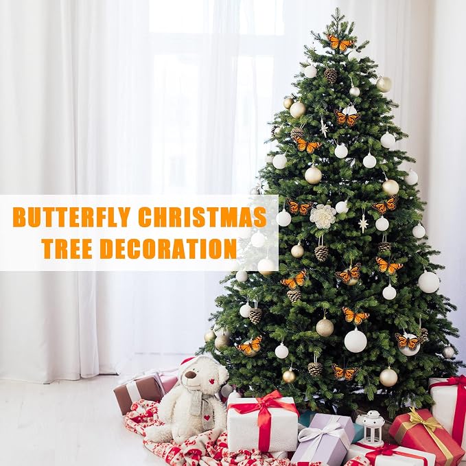 Ysleen 12 Set Monarch Butterfly Decoration Artificial Butterflies Feather Picks - Image 5