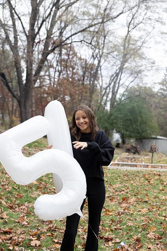 White Number 3 Balloon 40 Inch, 3rd Birthday Party Decorations Men Women | Foil - Image 2