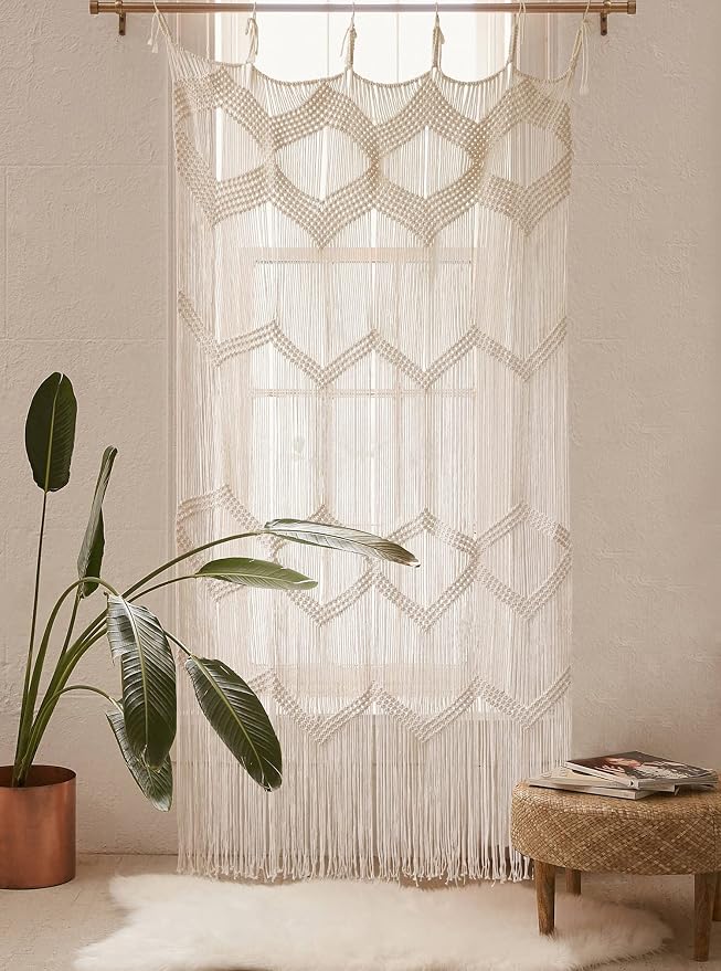 Macrame Curtain Window Macrame Room Divider Doorway Curtain Boho Macrame Wall - Image 3