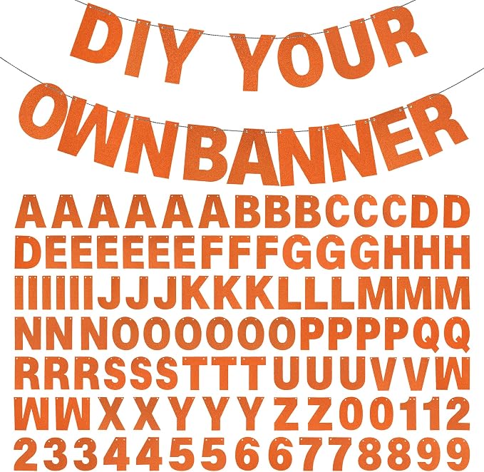 DIY Banner Kit with Letters Glitter Banner Letters Customizable Birthday by mifengda