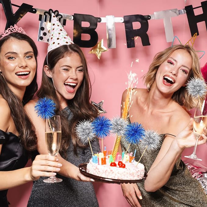 Chinco 100 Pcs Foil Firework Cupcake Toppers Sparkle Tinsel Cake Toppers Cake - Image 6
