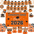 Graduation Decorations 2026 Orange Themed Set by Zerunyiw