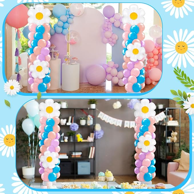 Kasyat 2 Sets Blue Dog Balloon Column Stand Kit Pastel Pink Purple Blush Dasiy - Image 6