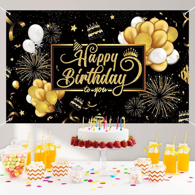 Happy Birthday Backdrop Banner, Happy Birthday Party Decorations Yard Sign - Image 3