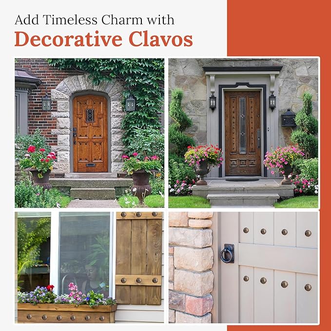 10 Pack 1.25" Round Head Iron Clavos Decorative Nails – Unfinished – Handmade Rustic Round Fasteners for Farmhouse Shutters, Faux Wood Beams, Barn Doors, Shutters, Gates – Ornamental Wood Accent