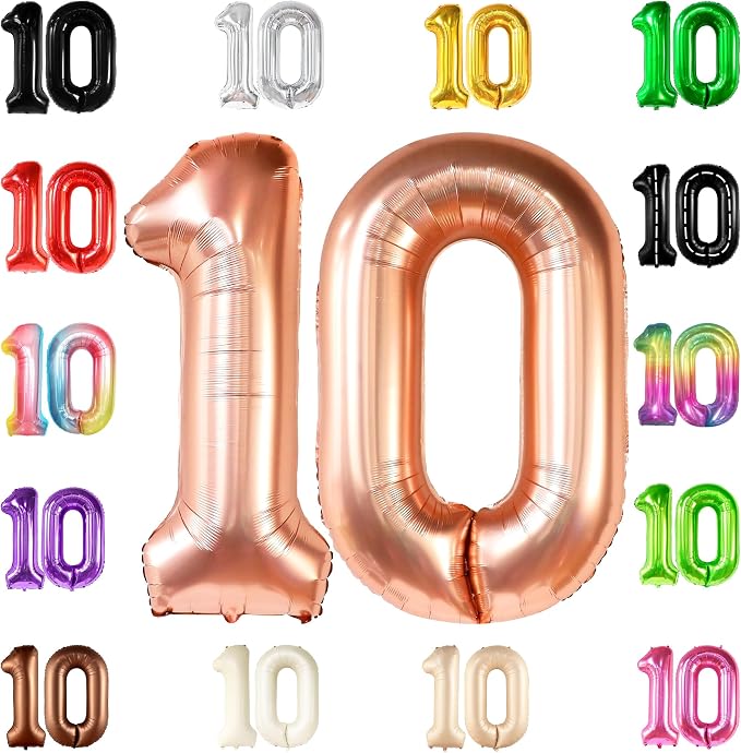 KatchOn Rose Gold 10 Balloon Number 40 Inch, 10th Birthday Decorations | Rose by KatchOn