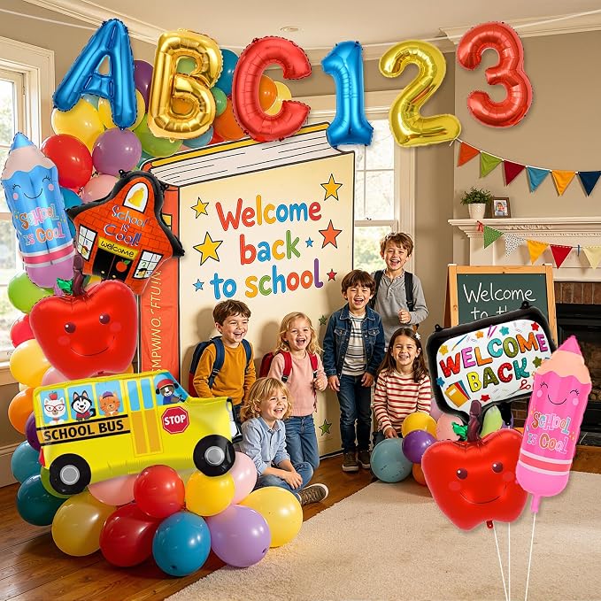 Back to School Balloons, Back to School Decorations, ABC 123 Foil Balloons | - Image 7