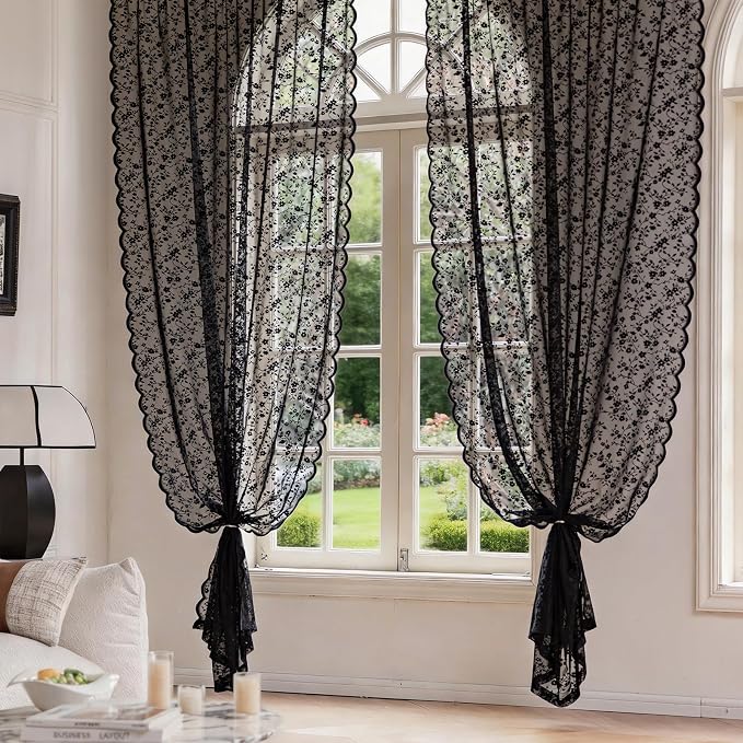 Anmao Vintage Lace Sheer Curtains 72 Inches Long - Image 6