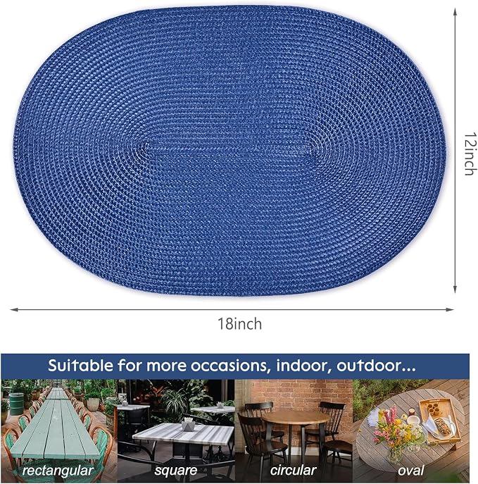 AHHFSMEI Placemats Set of 4 for Dining Table Washable Woven Non-Slip 18x12 - Image 2