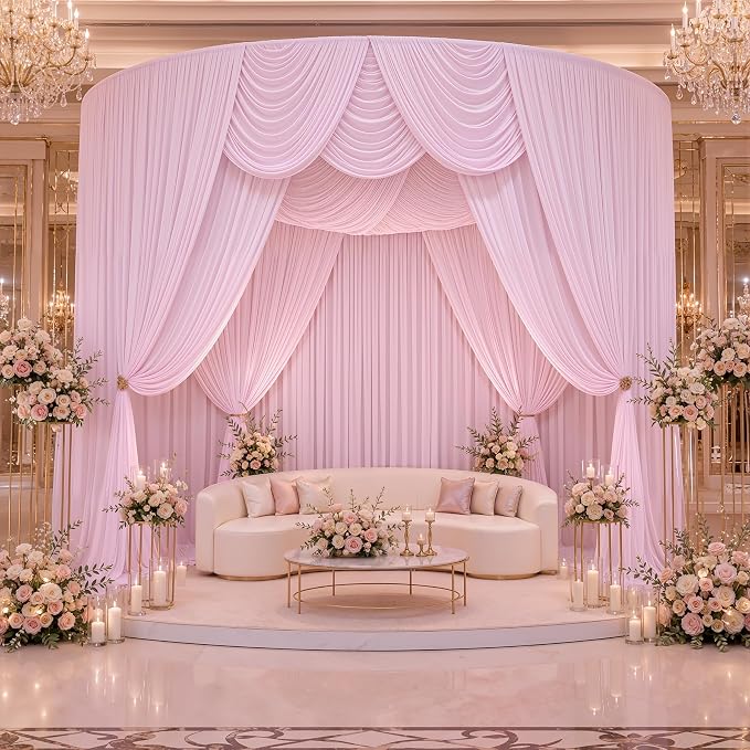 10ftx10ft Wrinkle Free Light Pink Backdrop Curtains - Image 7