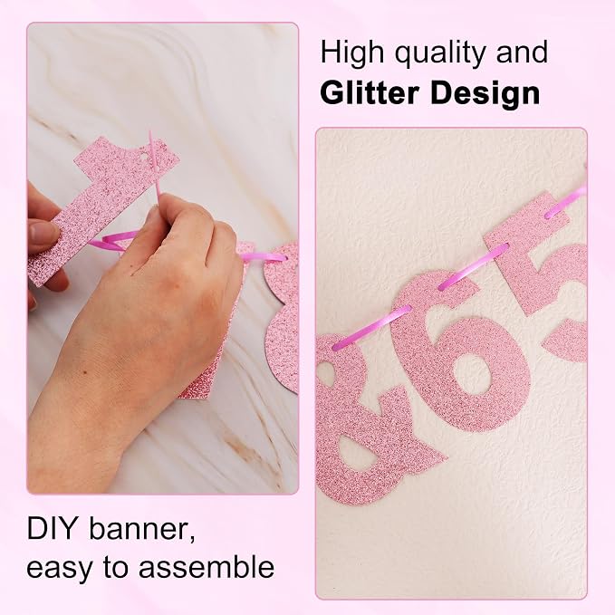 BEISHIDA Glitter Pink 116 PCS A-Z DIY Letter Custom Banner Party Decor | 111 - Image 3