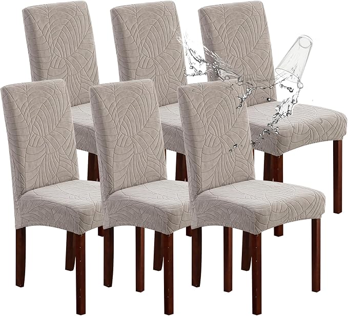 Waterproof Dining Room Chair Covers Set of 6 Slipcovers by Genina