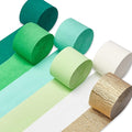 PartyWoo Lime Green Gold Crepe Paper Streamers 6 Rolls 492 FT | Birthday by PartyWoo