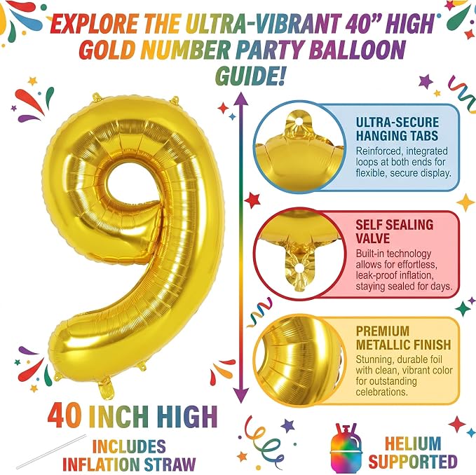 40 Inch Gold Number 19 Foil Balloon - Image 2